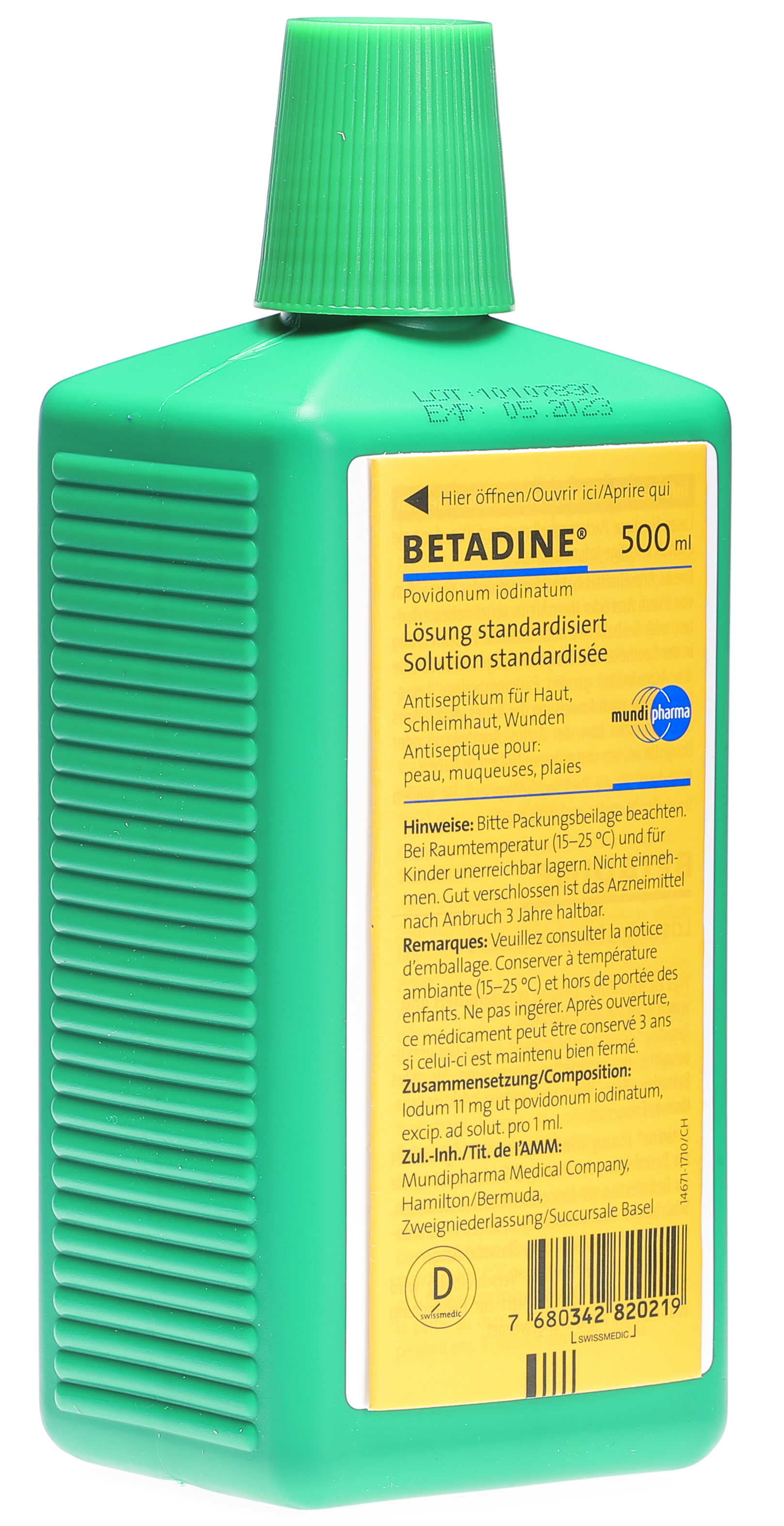 Betadine solution standardisée flacon 500 ml