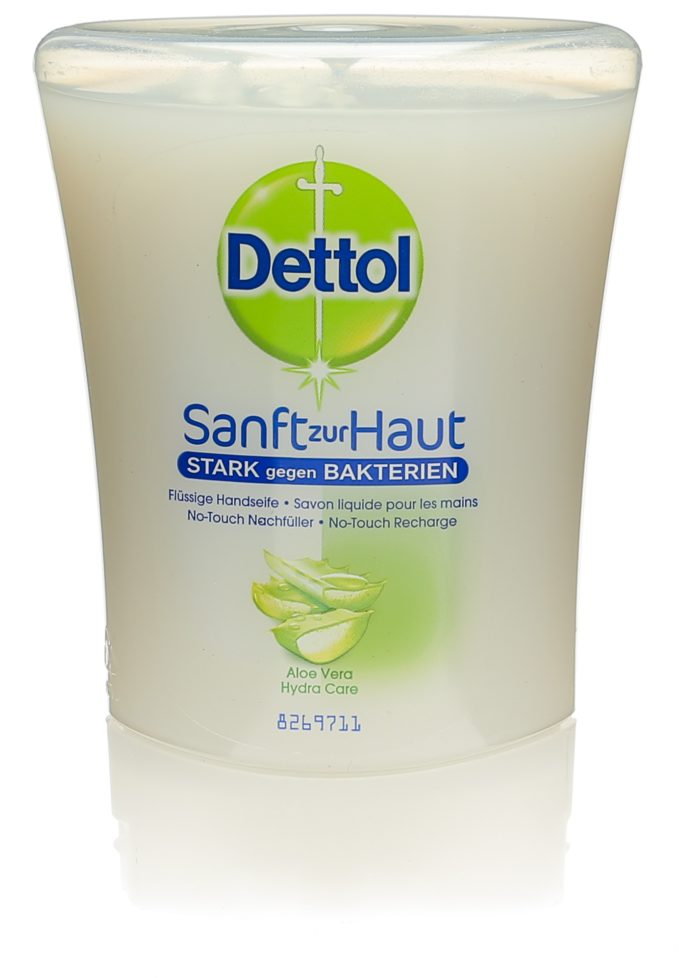 Dettol No-Touch savon mains à l'aloe vera recharge 250 ml, indiqué pour  l'hygiène des mains.