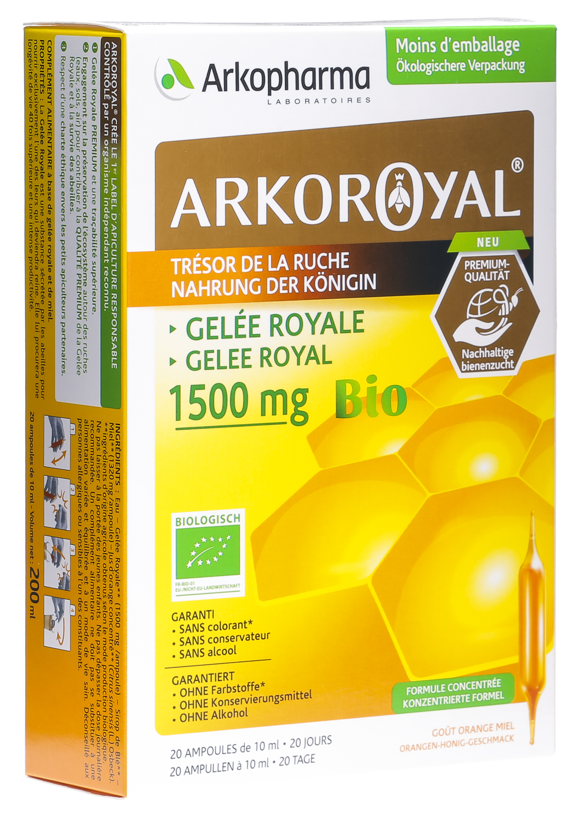 Arkopharma Arkoroyal Gelée Royale Bio 1500mg Ampoules 20x10ml